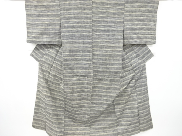 横段織り出し手織り真綿紬単衣着物